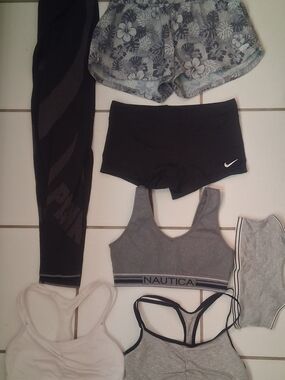 Nautica Gray Sports Bra & Black Nike Shorts Set
